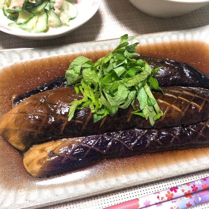 レンジで作る茄子の煮浸し